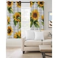 thumbnail image 2 of Sunflower Blackout Curtains 63 Inches Long, Yellow Sunflower Floral Green Leaf Light Grey Buffalo Plaid 2 Panels, Thermal Insulated Room Darkening Drapes with Grommets, 42W x 63L Each Panel, 2 of 9