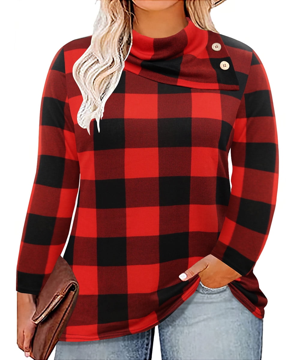 TIYOMI Plus Size Long Sleeve Shirts For Women 5X Button Down Pullover