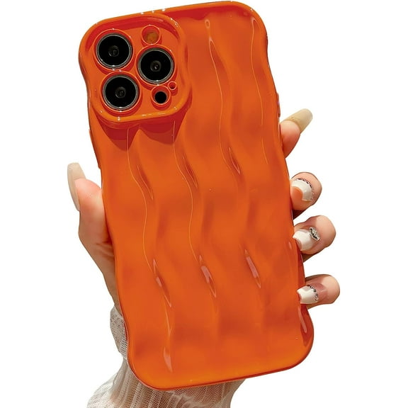 Water Ripple Pattern Case for iPhone 13 Pro Soft TPU Shockproof Camera Protective Back Cover for Women Girl Curly Wave Frame Phone Case for iPhone 13 Pro 6.1 Inch Orange