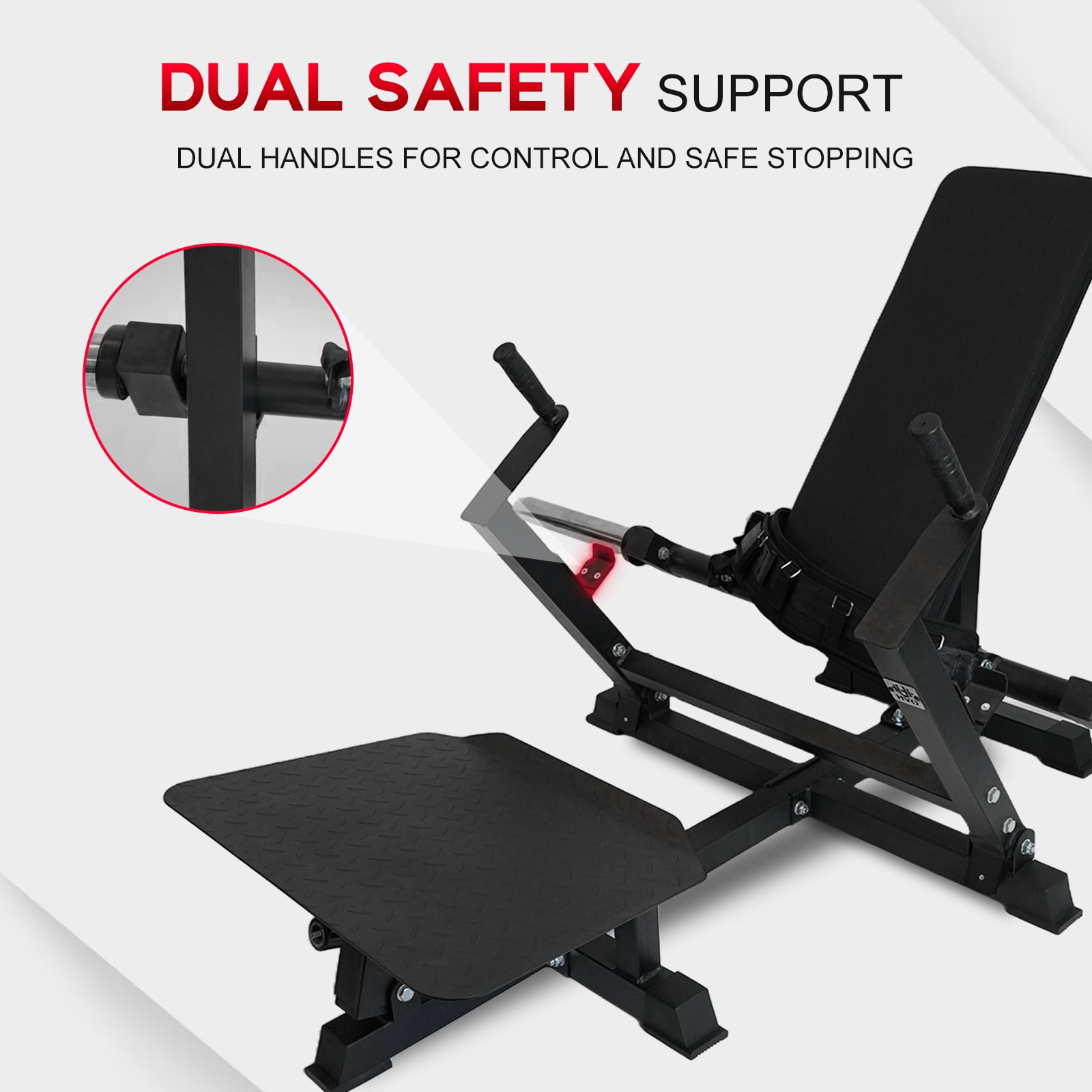 HeeH Hip Thrust Machine Glute Bridge: Heavy Duty Butt Muscle Building and Shaping Exercise Equipment with Adjustable Footboard Workout Home Gym 880LBS Black