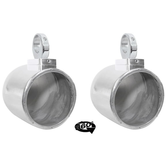(2) Rockville MAC80S 7.7" 360° Degree Swivel Chrome Wakeboard Tower Speaker Pods