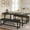 Black, variant on Accreate Dining Table Set for 4-6, 63" Large Extendable Dining Room Table Set for 6, Rectangle Kitchen Table with 2 Upholstered Soft Benches, Saving Space, Easy Assembly