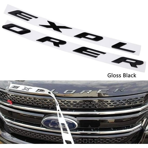 Ford Explorer Front Hood Emblem Badge New ABS 3D Letters fit 2011-2021 2022 Explorer Stickers (Gloss Black)