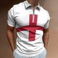 thumbnail image 2 of Flag of Georgia Official Men Zipper T-shirt Summer Casual Short Sleeve T-shirt Top, 2 of 7