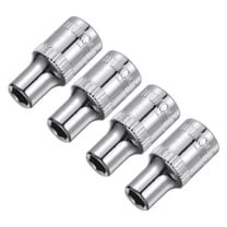 Uxcell 4Pcs 1/4-inch Drive 5mm Steel Chrome Plated 6-Point Shallow Socket