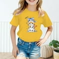 thumbnail image 2 of Girls Shirts Kid Leisure Graphic Round Neck Short Sleeved Fashion Summer Top Girls' Tops, Tees Yellow 8 Years-9 Years, 2 of 5