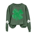 thumbnail image 1 of WEAIXIMIUNG Sweatshirts d'Automne pour Femmes Mode Décontractée Jour de la Saint-Patrick Vert Imprimé Graphique Quatre Feuilles Col Rond Manches Longues Jogging Sweatshirt, 1 of 4