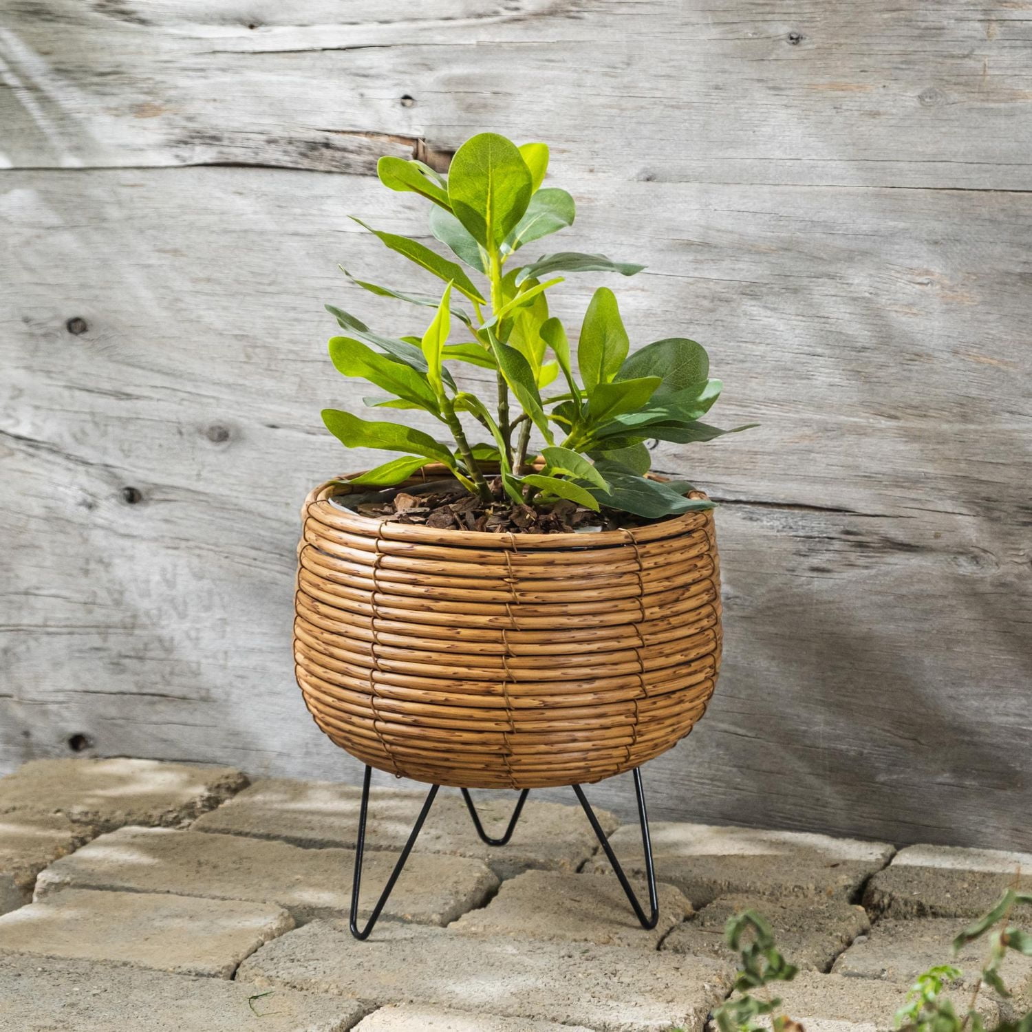 Hometrends 11 INCH WOVEN FOOTED PLANTER