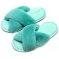 thumbnail image 1 of DANNTO Women's Slippers Cross Band Soft Plush Furry Open Toe House Shoes Indoor Warm Comfy Cozy Bedroom Flats Slide, 1 of 8