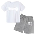 thumbnail image 3 of Ropa para niños con estampado de marca gótica, conjunto de camiseta y pantalones cortos de verano para adolescentes, 2 piezas, manga corta, moda informal para niños y niñas, 3 of 5