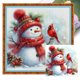 thumbnail image 1 of Hilo Algodón Ecológico Bordado Punto Cruz Muñeco Nieve Navideño Impreso 11CT 50x50cm, 1 of 9