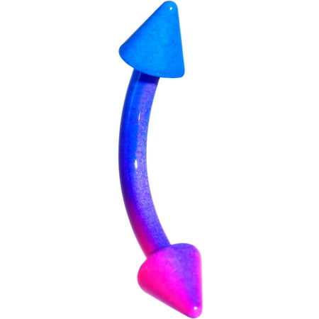 Black Plated Eyebrow Ring Body Candy Color Plated Steel Purple Blue Fade Cone Curved Eyebrow Ring 16 Gauge 3/8