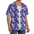 thumbnail image 2 of Kdxio Men's Hawaiian Shirt for Men Short Sleeve Shirt Skull Flower Summer Casual Holiday Beach Button Down T-Shirts, 2 of 5
