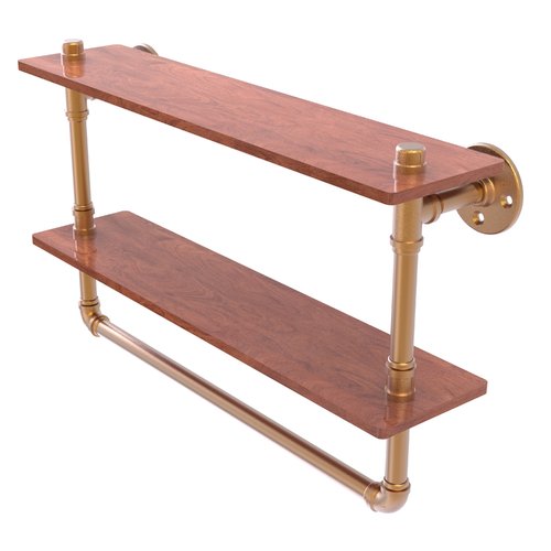 Allied Brass Pipeline 22'' Double Ironwood Shelf with Towel Bar in Oil Rubbed Bronze - image 3 of 7
