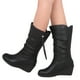 thumbnail image 3 of NECHOLOGY Botas Mujer Adulto Femenino Zapatos Botines de mujer Botas de vintage Cuña Punta redonda Color Mujeres Slip-Up Pure Heels Boots botas de mujer (Black, 7.5), 3 of 6