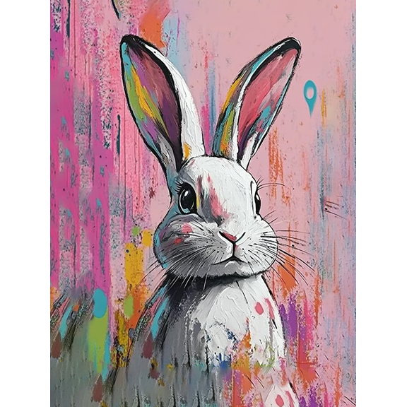 Colorful Rabbit Canvas Painting，Suitable for Living Room，Bedroom，Office，Bathroom，Kids Room Decoration.