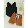 thumbnail image 4 of Baby Boy Summer Clothes Solid Color Sleeveless Tank Top Vest Elastic Waist Shorts Set 2Pcs Toddler Casual Outfits (White, 18-24 Months), 4 of 7