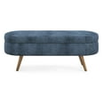 thumbnail image 3 of GZXS Storage Ottoman, 43.5 Inch Modern Oval End-of-Bed Bench for Bedroom, Foam Upholstered Footstool With Rubber Wood Legs for Living Room, Entryway (Dark Blue), 3 of 10