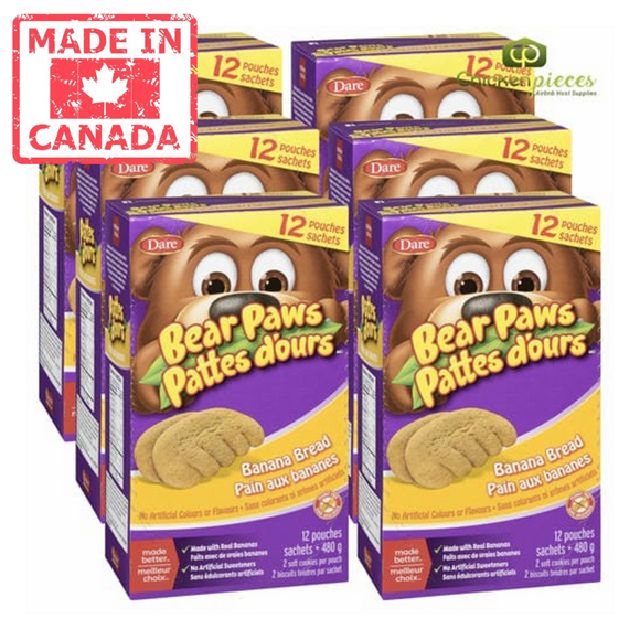 Dare Cookie Banana Bread Bear Paws 480G/16.93oz (6/Case) - Canadian Made