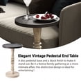 thumbnail image 7 of COZAYH Pedestal Small Drinking Table, Farmhouse Tray Top End Table, Distressed Finish, Black Top on Aging White Frame, 7 of 7