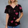 thumbnail image 4 of CCRFTGI Valentine Scrubs for Women Plus Size Love Heart Print Nurse Working Uniforms Fashion V-Neck Scrub Shirt Party Short Sleeve Tees Blouse with Pockets Pink 3XL, 4 of 4