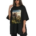 thumbnail image 4 of Plus Size Shirt for Women Black Tops for Women Short Sleeves Shirt for Women Castle (49） T Shirt Crewneck Shirt for Women 5XL, 4 of 5