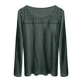 thumbnail image 6 of Womens Long Sleeve Tunic Tops Fall Ribbed Hollow Out Crew Neck Shirt Lace Patchwork Dressy Casual Pullover Sweater Blouses, 6 of 6