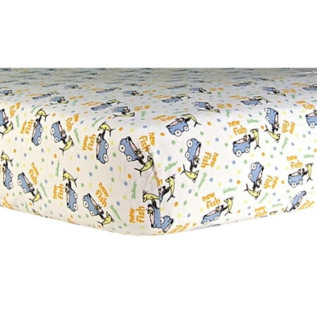 Dr Seuss One Fish Two Fish Deluxe Flannel Fitted Crib Sheet