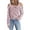 Pink, variant on Women Sweater Tops Casual Sexy Cold Shoulder Long Sleeve Square Collar Sweatshirts Hollow Out Solid Pullover Sweaters