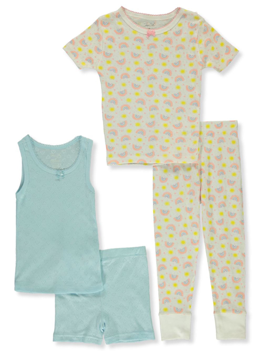 4 Piece Snug Fit Cotton Sleepwear Set Rene Rofe Girls' Pajama Set