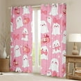 thumbnail image 2 of Feelyou Girly Pink Glost Blackout Curtains Set of 2 (52x84 Each), Kawaii Halloween Window Curtains, Cartoon Pumpkin Bow Curtains and Drapes, Curtains and Drapes Home Decor, 2 of 5