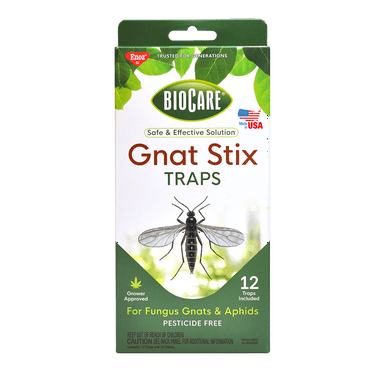Enoz BioCare Gnat Stix Traps for Fungus Gnats and Aphids, Pesticide-Free Glue Traps, 12 Count