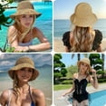 thumbnail image 6 of Floppy Big Beach Straw Hats for Women Foldable Summer Wide Brim Packable Sun Hat Womens Travel Straw Fedora Hat, 6 of 7