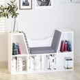 thumbnail image 2 of HOMCOM 6-Cubby Bookcase Bookshelf with Cushion Reading Nook, Grey, 2 of 10