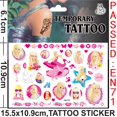 thumbnail image 3 of Pegatina de tatuaje de Barbie impermeable, pegatina de princesa Rosa Original, suministros de fiesta de cumpleaños, decoraciones, regalos para niños y niñas, 1/3/5 hojas（B 5 Sheet, 3 of 5