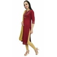thumbnail image 2 of Atasi Women's Gotta Patti Work Maroon Rayon Straight Kurti Casual Clothing - 4, 2 of 5