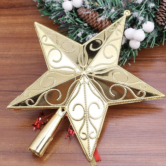 EXHUMKY Set of 2 Plastic Five-Pointed Star Christmas Tree Ornaments, Festive Holiday Decorations for Home and Seasonal Decor