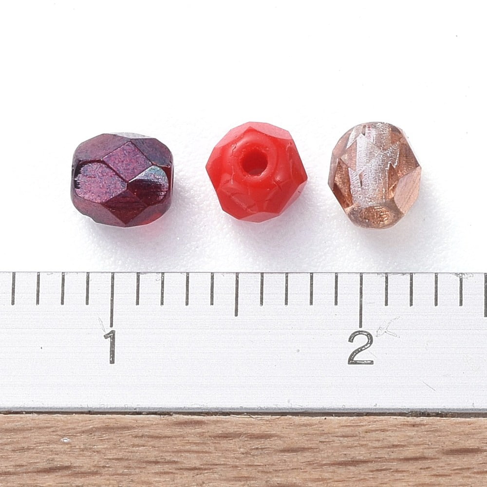 1 bag Fire-polished Czech Glass Beads Drum Mixed color 3x3mm Hole: 0.9mm 1437pcs~1443pcs/bag