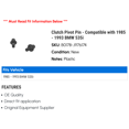 thumbnail image 2 of Clutch Pivot Pin - Compatible with 1985 - 1993 BMW 535i 1986 1987 1988 1989 1990 1991 1992, 2 of 2