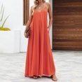thumbnail image 5 of Jumpsuit Women'S High Waisted Wide Leg Loose Jumpsuit Casual Suspenders With Long Pants Zipper Jumpsuit,Orange Women'S Polyester Jumpsuit M, 5 of 9