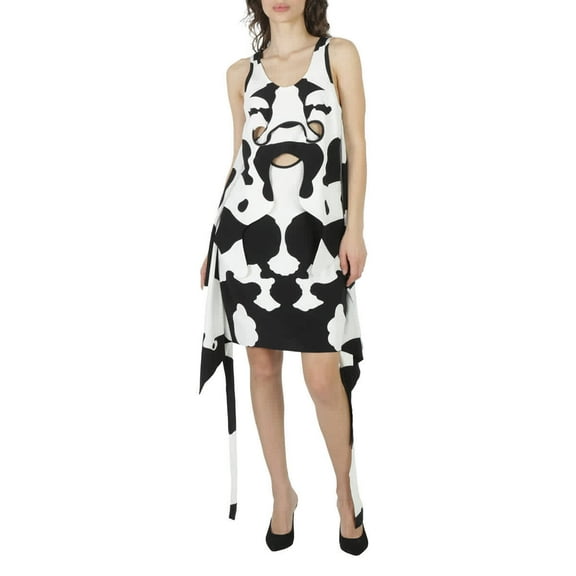 Burberry Cow-Print Pieced Cutout Silk Mini Dress, Brand Size 8 (US Size 6)