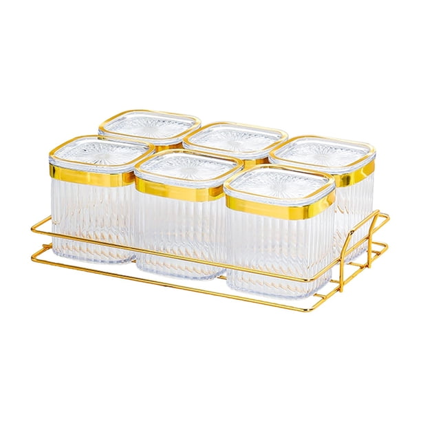 Bandeja para frutos secos, ahorra espacio, multiusos, transparente, para condimentos, caramelos y nueces. Blanco 6 cuadrados