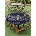 thumbnail image 4 of Outdoor Tablecloth with Umbrella Hole for Patio/Picnic/Party/Camping, Boho Navy Blue Flower Waterproof Table Cloth Round Cover Washable, Abstract Bohemia Pesley Floral (Dia 54"), 4 of 8