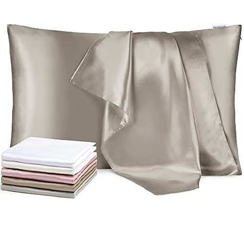 Mommesilk Grey Silk Pillowcase King for Curly Hair Pure Mulberry Silk 19 Momme Both Sides Silk Bed Pillow Cover with Hidden Zipper, 1 Pc 20''x36'' - Mommesilk Grey Silk Pillowcase King for Curly Hair Pure Mulberry Silk 19 Momme Both Sides Silk Bed Pillow Cover with Hidden Zipper, 1 Pc 20''x36'' -