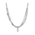 thumbnail image 1 of Collier Croix à Perles Superposées Femme Collier Ras-du-Cou Superposé Collier Pendentif Croix, 1 of 9