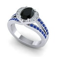thumbnail image 2 of 2.35 T.C.W Wonderful Oval Cut Black Onyx & Blue Sapphire Gemstone Wedding Ring for Ladies Solid 18K White Gold Size 9 by Diamond-Capitals, 2 of 8