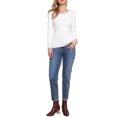 thumbnail image 2 of Suéter de punto acanalado INSPIRE CHIC para mujeres, otoño 2025, de manga larga, cuello redondo, ajustado, camiseta pulóver XL blanca, 2 of 6