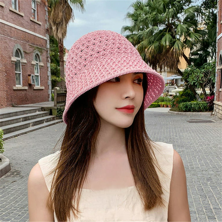 Bucket Hat Cap for Female Women's Summer Hats Braided Sun Hat Fishing Hat  for Beach