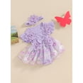 thumbnail image 6 of Aojekbee Baby Girl 2Pcs Summer Outfits Fly Sleeve Floral Embroidered Romper Tulle Dress with Headband Set, 6 of 10