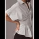 thumbnail image 5 of Camisas A Rayas con Botones para Mujer, Blusa Plisada de Corta con Corsé, Informal, de Verano. Rayas de Café XL, 5 of 8